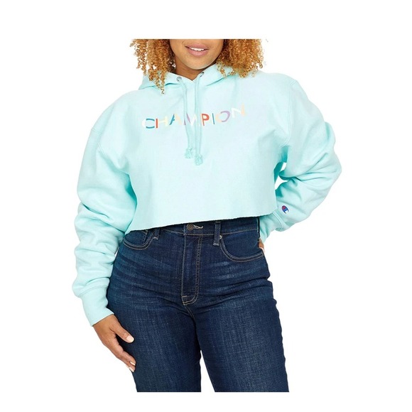 Champion Tops - NWT Champion Reverse Weave Cropped Cut Off Hoodie Sweatshirt Blue M Oversized